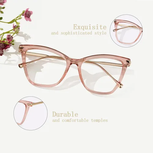 Vista 2 de Zeelool Gafas de bloqueo de luz azul de gran tamaño para mujer con forma de mariposa Hilary FX0206, Fx0206-03 Rosa