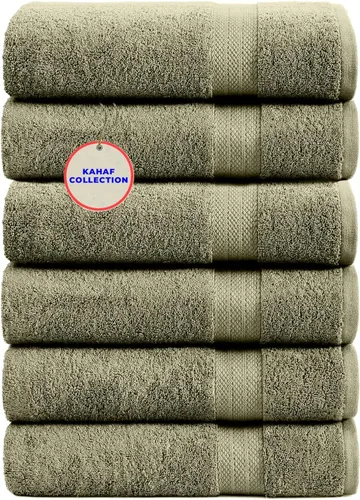 Vista 22 de KAHAF COLLECTION Paquete de 6 toallas de baño 100 % algodón, de 24 x 48 pulgadas, de secado rápido, altamente absorbentes, suaves al tacto