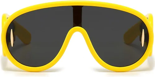 Vista 6 de Gafas de sol de moda con máscara ondulada para mujeres y hombres, gafas de sol de gran tamaño, estilo de diseñador de moda