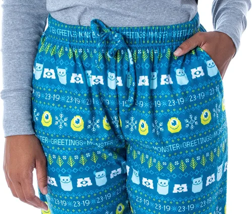 Vista 3 de Disney Womens Monsters Inc Sulley and Mike Ugly Sweater Pajama Pants