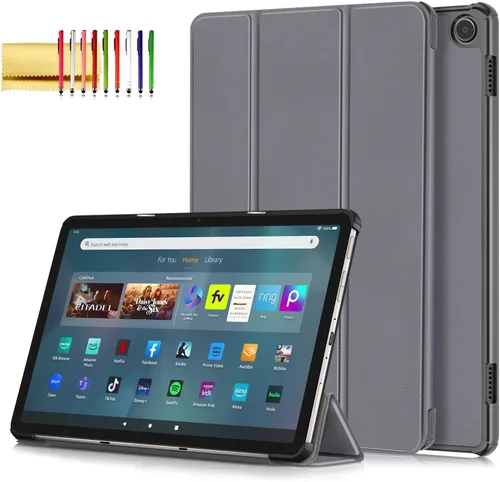 Vista 9 de Funda para tablet Amazon Fire Max 11 (13ª generación, 2023), funda protectora de piel sintética, delgada, ligera, triple soporte, magnética, rígida