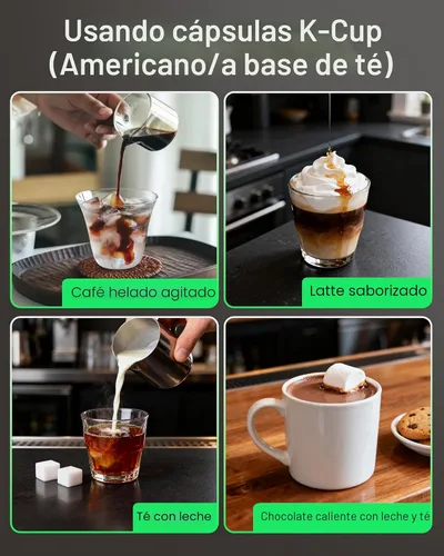 Vista 8 de HBN 3 en 1 para cápsulas Nespresso, cápsulas K-Cup y café molido, cafetera múltiple de una sola porción, máquina de café espresso programable de 19