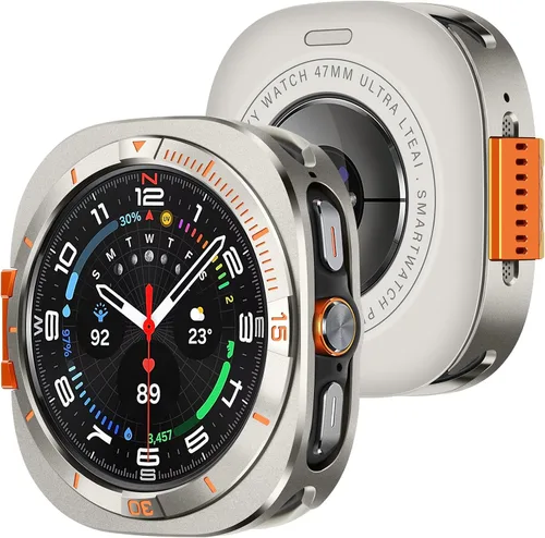 Vista 8 de Amizee Funda de metal compatible con Samsung Galaxy Watch 8 de 1.732 pulgadas con cubierta trasera, funda protectora resistente para Galaxy Watch 8