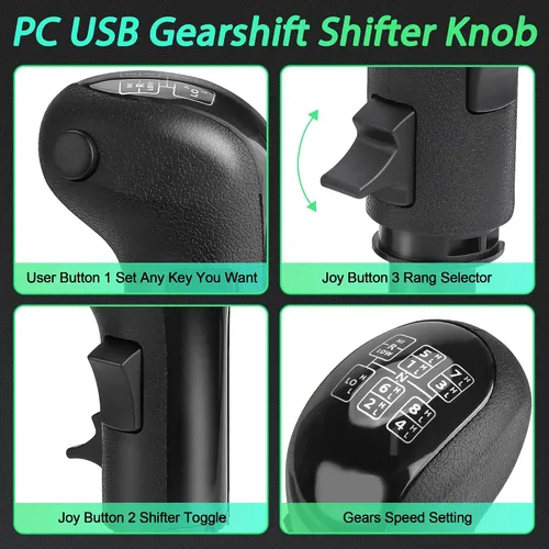 Vista 4 de CNSPEED USB Truck Simulator Shifter, Gearshift Knob for ATS & ETS2 Games, PC Sim Racing Shifter Compatible with Logitech G29 G27 G25 G920