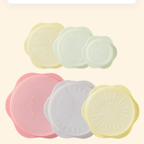 Vista 9 de Juego de tapas elásticas de silicona para almacenamiento de alimentos, diseño de frutas, fundas de silicona reutilizables de grado alimenticio