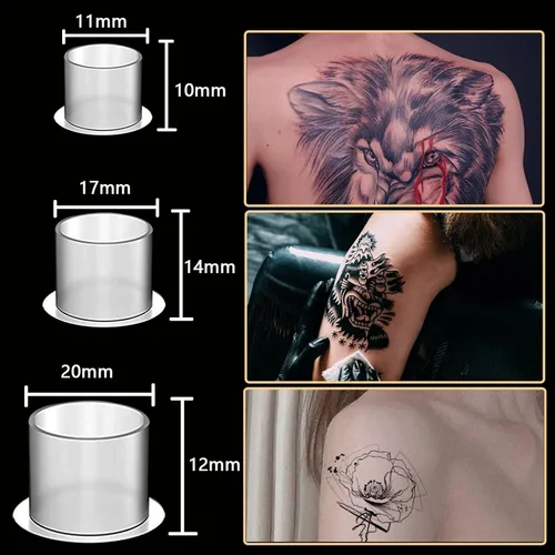 Vista 2 de Tapas de tinta para tatuaje, 1000 vasos de tinta para tatuajes con base de 0.433 in, tapas de tatuaje de plástico para suministros de tatuaje
