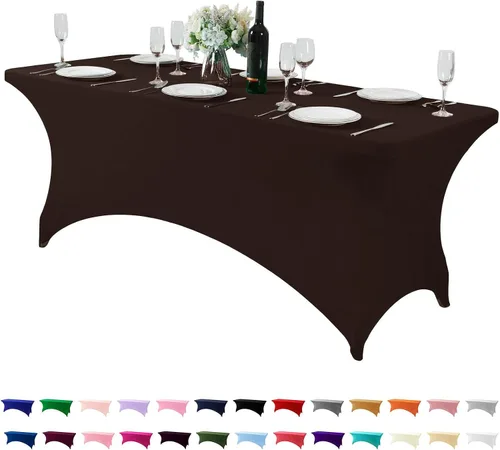 Vista 116 de Mantel de elastano para mesa de 6, 4 o 8 pies, universal, ajustable, para fiestas, banquetes, bodas y eventos, color verde manzana
