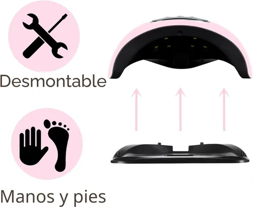 Vista 6 de BIGBEAR - Luz UV para uñas, lámpara de uñas UV LED de 48 W para esmalte de gel, secador de uñas rápido con sensor automático, 3 ajustes