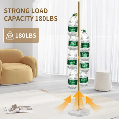 Vista 5 de Perchero Moderno de Metal con Base de Mármol Natural, Perchero Resistente Independiente con 8 Ganchos, Percheros Dorados de Pie Soporte Tipo Árbol