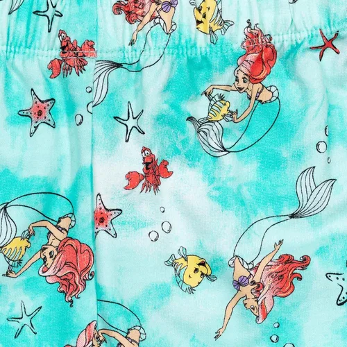 Vista 5 de Disney Frozen Moana Princess Tiana - Conjunto de camiseta con peplum floral y pantalones cortos de felpa francesa para niños pequeños a grandes