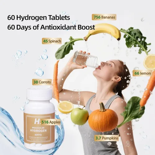Vista 8 de Tabletas de agua de hidrógeno de 8 PPM para agua potable, tabletas de hidrógeno molecular H2 magnesio apoya el envejecimiento saludable, energía