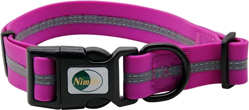 Vista 11 de NIMBLE Collar de perro impermeable para mascotas, ajustable, reflectante, duradero, flexible, de nailon con revestimiento de polímero, collares