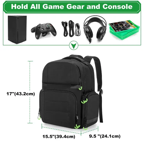 Vista 6 de PGmoon Carry Backpack Compatible with Xbox Series XS Console, Travel Carrying Case with Separate Storage Room for Console, Headset, Controllers