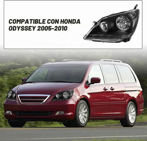 Vista 3 de SOCKIR - Para Honda Odyssey 2005-2010 Conjunto de faros delanteros negro Carcasa negra y reflector transparente