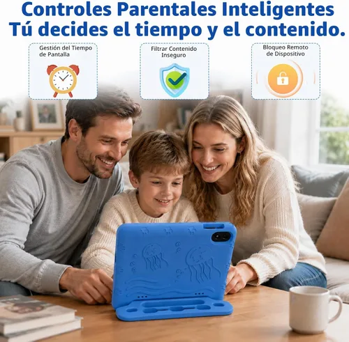 Vista 4 de WXUNJA Tablet Android 15 Kids 2025, tabletas actualizadas de 10.1 pulgadas con procesador Octa-Core, batería de 6000 mAh, espacio para niños