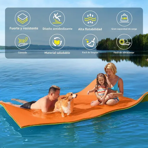 Vista 3 de CTSC Alfombra flotante – Alfombra flotante Lily Pad – 12 x 5 pies alfombra de agua flotante para lago, espuma XPE resistente a desgarros de alta