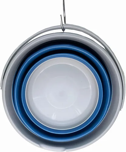 Vista 6 de SAMMART Cubo de plástico plegable de 10 L (2.6 galones), bañera redonda plegable con asa, cubo de pesca portátil, cubo de agua, ahorro desplegable