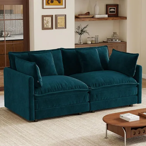 Vista 21 de 76.7" Cloud Couch for Living Room, Deep Seat Loveseat Sofa, Beige Breathable Chenille, 2-Seats Couch for Apartment Small Spaces, Pocket Spring