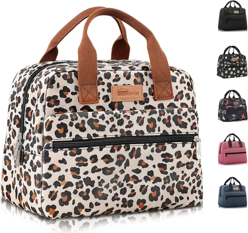 Vista 10 de HOMESPON Bolsa de almuerzo aislada para mujeres y hombres, lonchera hielera para el trabajo, picnic (negro)