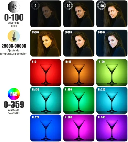 Vista 3 de ULANZI VL49 Luces de Video RGB, Luz de Cámara LED 360° Color Completo Iluminación de Fotografía Portátil con 3 Zapatas Frías, 2000mAh Recargable CRI