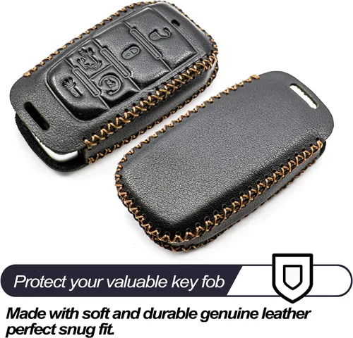 Vista 3 de MECHCOS Compatible con Ram 1500, llave inteligente de 5 botones con portón trasero, funda protectora de cuero para control remoto sin llave