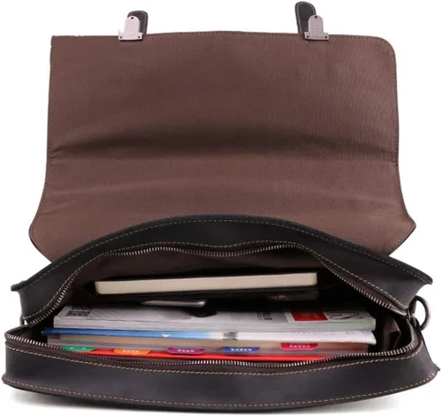Vista 3 de 14inch Laptop Shoulder Messenger Bag Vintage Crazy Horse Leather Briefcase Satchel Tote for rk Business Travel Crossbody bag