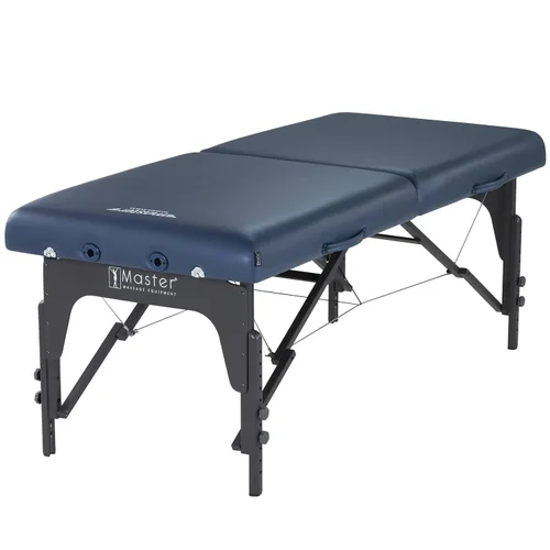 Vista 7 de Master Massage Montclair Pro - Mesa de masaje portátil de espuma viscoelástica extra ancha de 31 pulgadas en azul real con sistema de iluminación