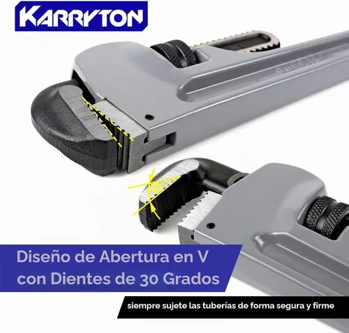Vista 4 de Llave de tubo de aluminio de 10 pulgadas, 1-5/8"/41mm de abertura de mordaza Cr-Mo ajustable, llaves de fontanería de mango recto resistente