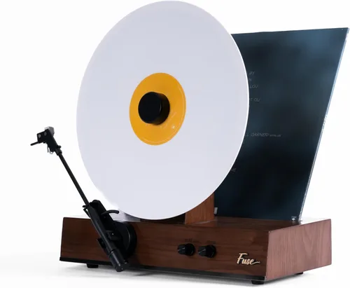 Vista 2 de Reproductor de discos de vinilo vertical Fuse GLD con altavoces Moldura negra Bluetooth 5.3, AUX Altavoces externos de gama completa