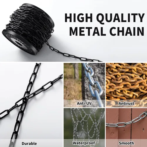Vista 3 de Cadenas colgantes de metal de 33 pies 1/12" Cadena de fijación decorativa Cadena ligera de utilidad para colgar plantas, cesta, lámpara, candelabro