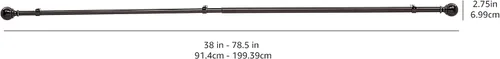 Vista 6 de Amazon Basics - Barras ajustables para cortinas para ventanas, con remates redondos, barra de 1 pulgada, de 36" a 72", color negro, paquete de 1