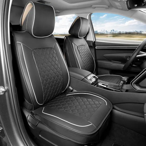 Vista 39 de MotorBox Meridian Series - Fundas de asiento de piel napa, fundas clásicas de asiento delantero, de piel sintética de alta calidad, color beige