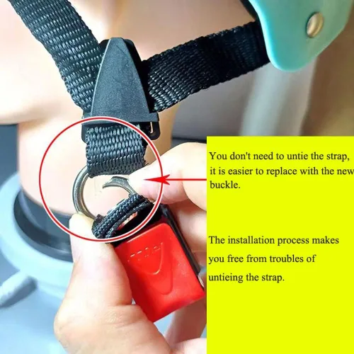 Vista 9 de Juego de 2 hebillas de liberación rápida para casco de ciclismo con anillos tóricos abiertos para casco de bicicleta, adaptador de correa