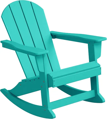 Vista 82 de WestinTrends Silla mecedora Malibu de poliéster para exterior/patio Adirondack, Negra