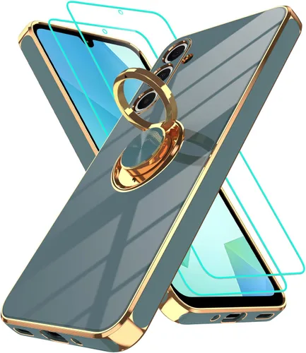 Vista 228 de Funda para Motorola Moto G 5G 2024: Funda Moto G Play 5G 2024 con 2 piezas de protectores de pantalla, soporte de anillo de rotación de 360°