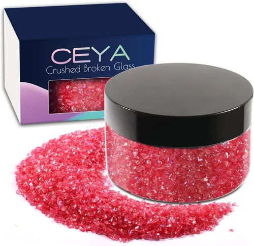 Vista 24 de Ceya - Conjunto de purpurina de vidrio irregular triturado en 32 colores, 640g/ 22.6 oz, chips de cristal metálico roto de 2-4mm, purpurina gruesa
