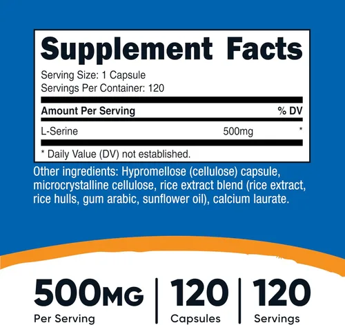 Vista 2 de Nutricost L-Serine 500mg, 120 Cápsulas, 120 Porciones - Cápsulas Vegetarianas, Sin OGM, Sin Gluten
