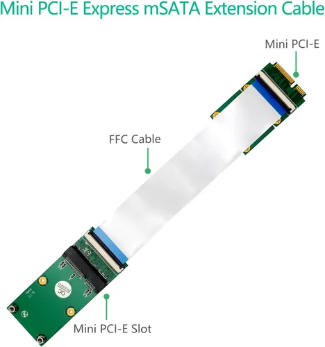 Vista 2 de SUPERPLUS Mini PCI-E Express mSATA Cable de extensión para tarjeta inalámbrica y adaptador de minitarjeta media/tamaño completo