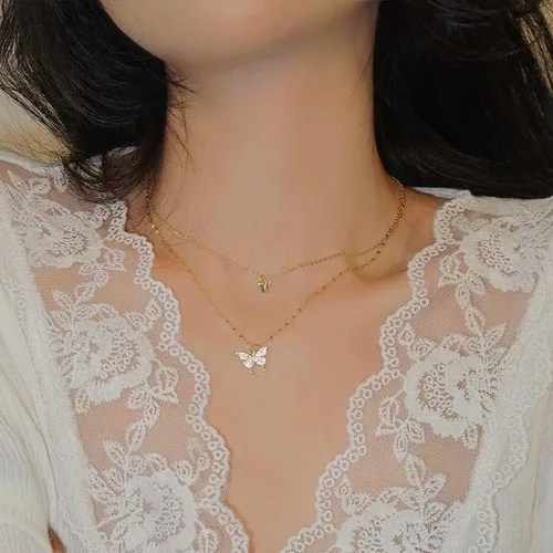 Vista 3 de Juego de collar y aretes de abeja para mujer, juego de joyería de mariposa, collar de mariquita, aretes, collar de margarita, joyería de animales