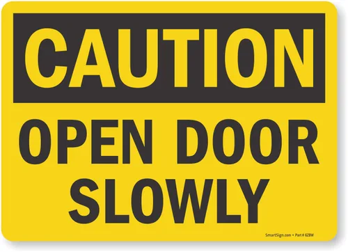 Vista 5 de Etiqueta "Precaution - Open Door Slowly" de SmartSign Vinilo laminado de 5 x 7 pulgadas