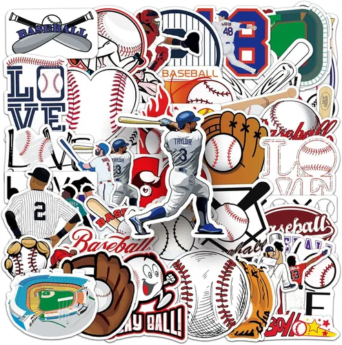 Vista 3 de 50 calcomanías de béisbol, calcomanías de vinilo impermeables para decoración deportiva para laptop, teléfono, patineta, equipaje, calcomanías