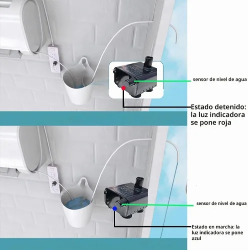 Vista 5 de Bomba de condensado HVAC pequeña mejorada, elevación de 4.5 pies, bombas sumergibles automáticas con sensor de nivel, bomba de sumidero, mini bomba