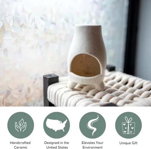 Vista 5 de Mini-Chiminea - Soporte de Palo Santo hecho a mano, quemador de incienso y atrapa cenizas para palitos de Palo Santo o incienso, decoración única