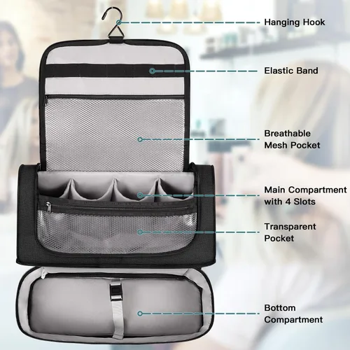 Vista 3 de SITHON Estuche de transporte de viaje de doble capa para Dyson Airwrap StylerShark Speedstyle Flexstyle, gran capacidad, resistente al agua, bolsa