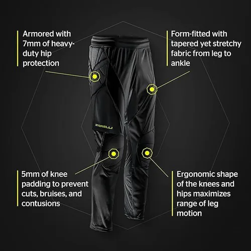 Vista 5 de Storelli ExoShield Goalkeeper Pants, High-Impact Protection, Sweat-Wicking, Breathable Athletic Full Length Pants for Soccer