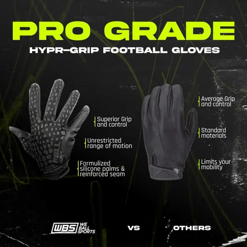 Vista 3 de We Ball Sports Hypr-Grip - Guantes de fútbol para hombre, guantes de silicona para receptor de palma