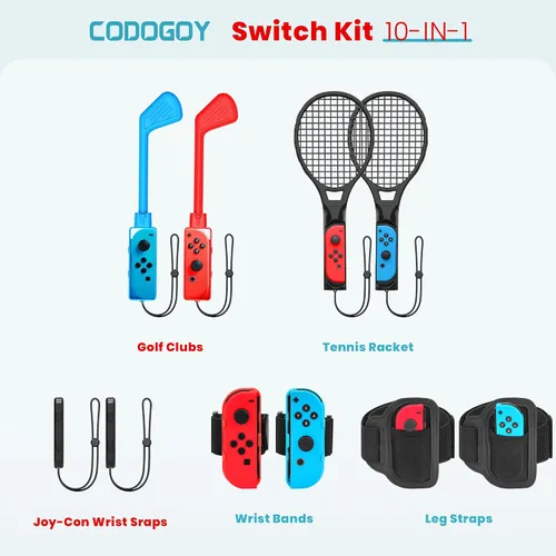 Vista 6 de Switch Sports Accessories - CODOGOY 10 in 1 Switch Sports Accessories Bundle for Nintendo Switch Sports, Family Accessories Kit Compatible with