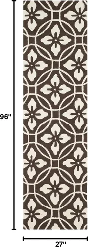 Vista 2 de SAFAVIEH Four Seasons Collection FRS236E - Alfombra de pasillo floral con gancho a mano, 2 pies 3 pulgadas x 8 pies, color chocolate y marfil