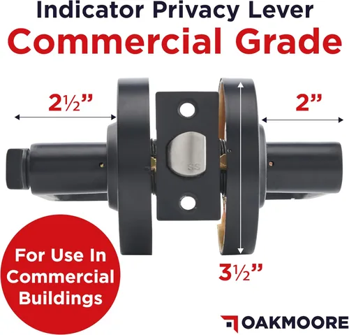Vista 2 de Oakmoore Manija de puerta comercial - Cerradura de baño ocupada vacante Cerradura de puerta de baño negra para edificios públicos e industriales
