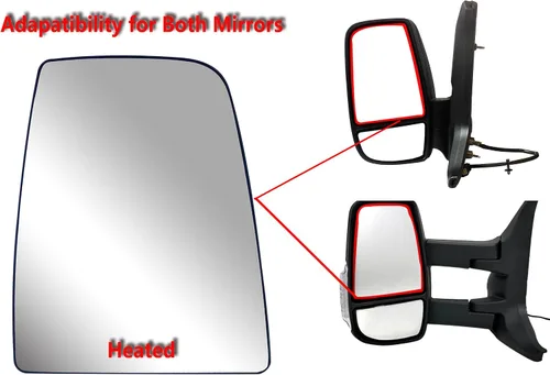 Vista 2 de Cristal superior de repuesto del lado izquierdo del conductor con calefacción y placa para Ford Transit 150 250 350 de 2015 a adelante Lado
